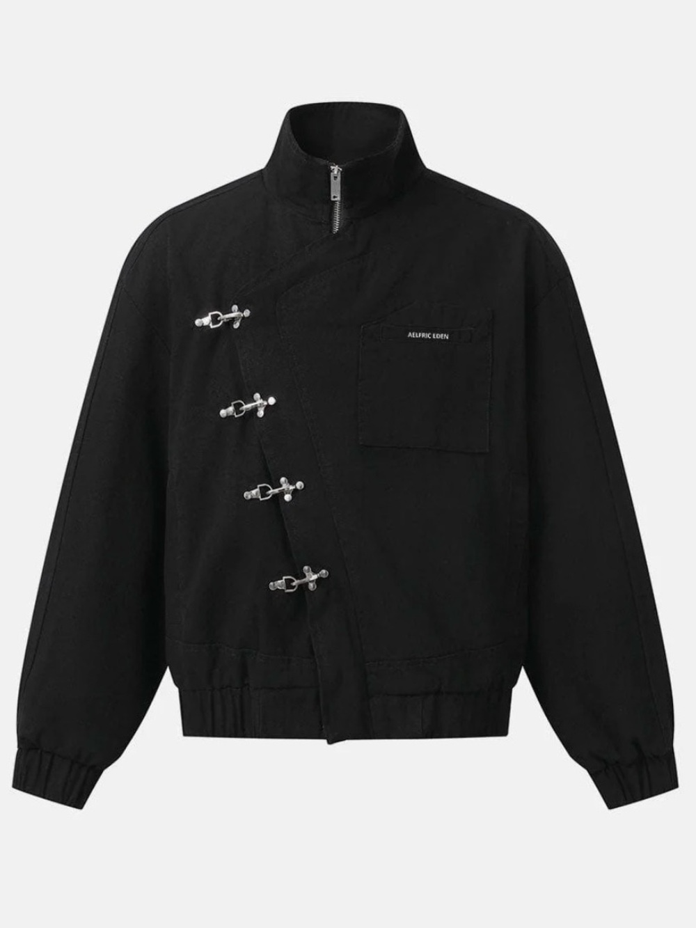 AELFRIC EDEN BOXY FIREMAN CLASP JACKET (unisex, size medium, black)